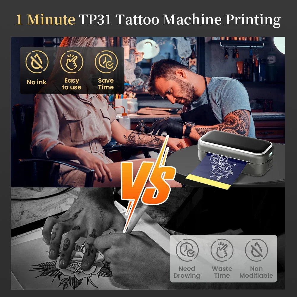 Tattoo Schablonendrucker TP31 – Bluetooth Thermodrucker für 80mm Transferpapier